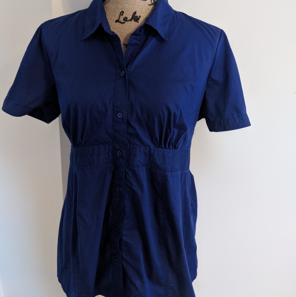 Motherhood Maternity blue short sleeve top blouse